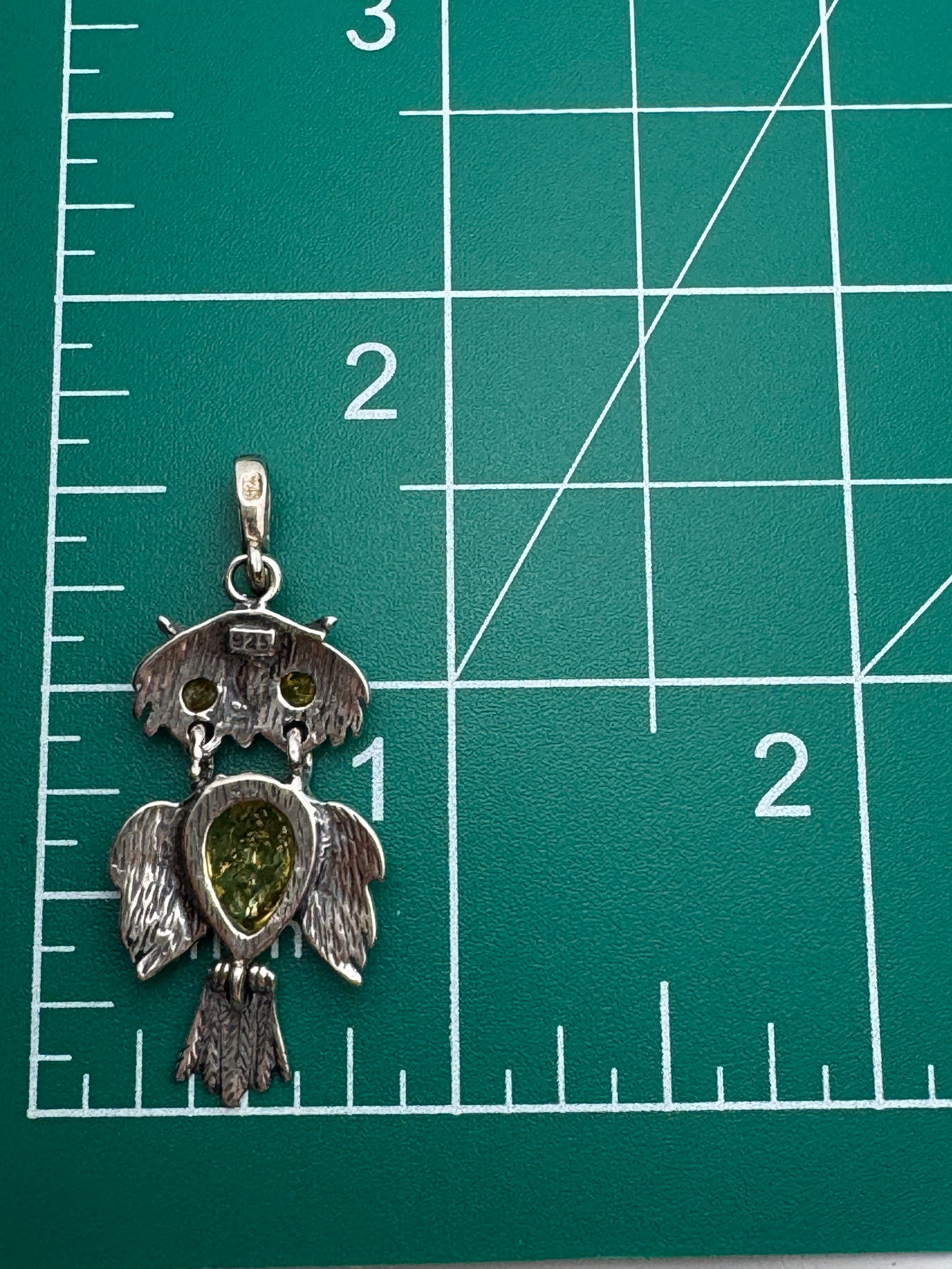 Sterling Silver Amber Owl Pendant