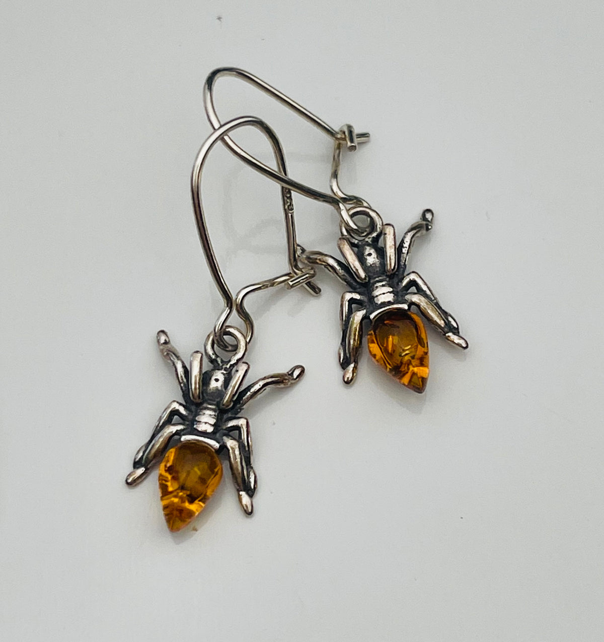 Amber Spider Earrings