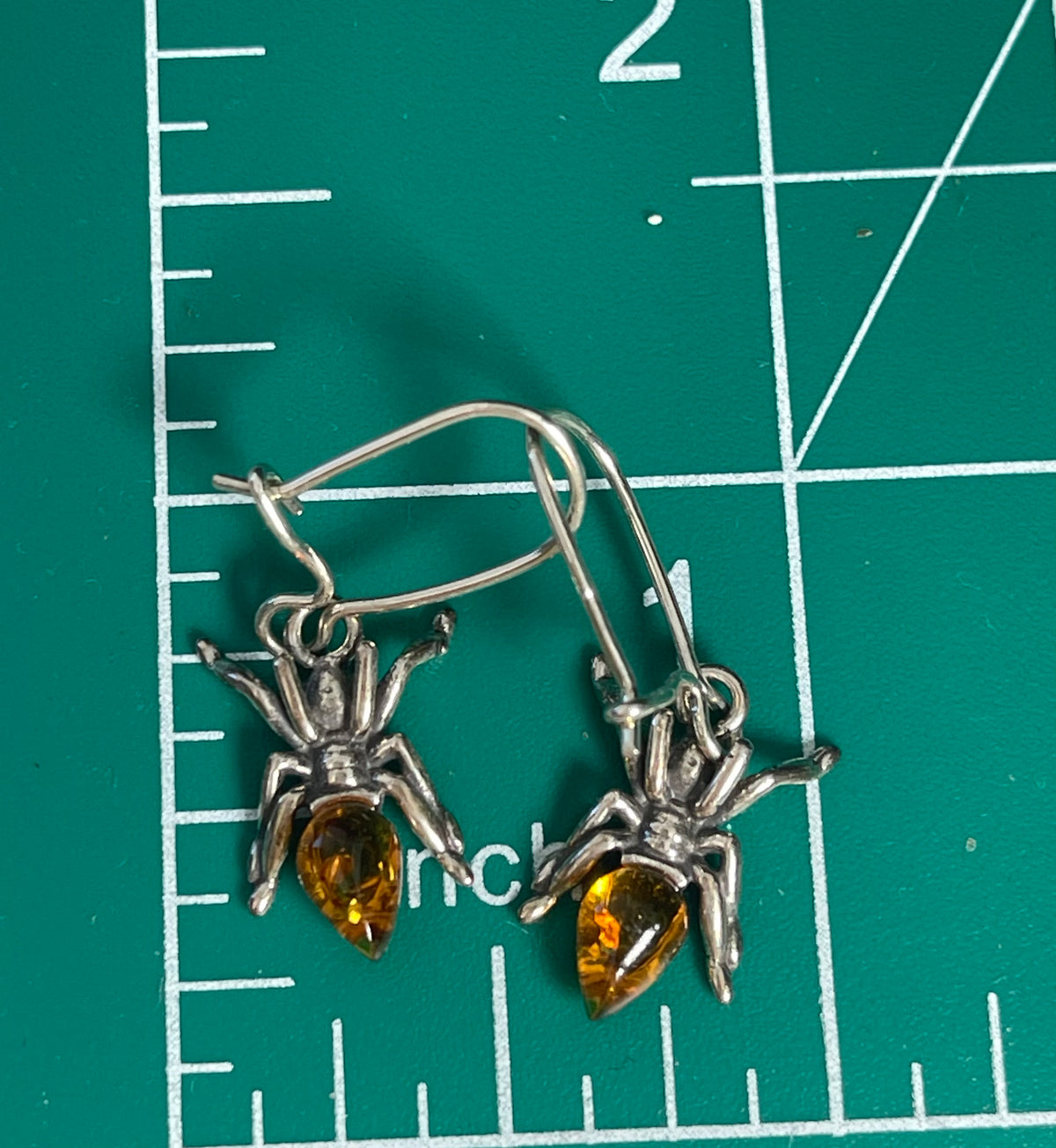 Amber Spider Earrings