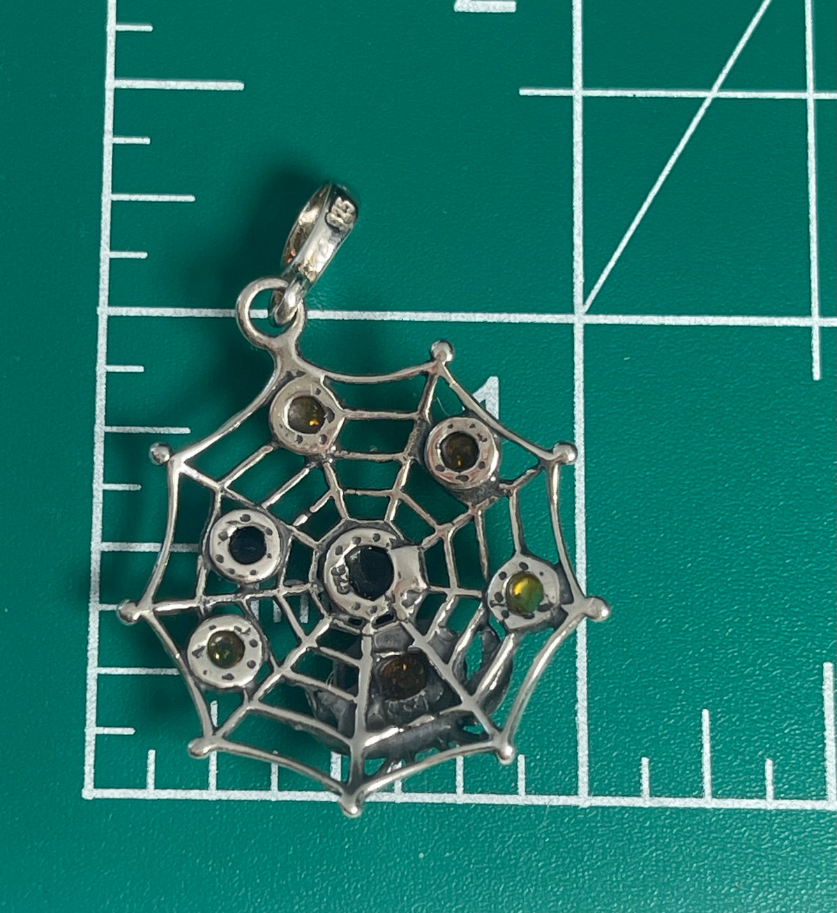 Amber Spiderweb Pendant