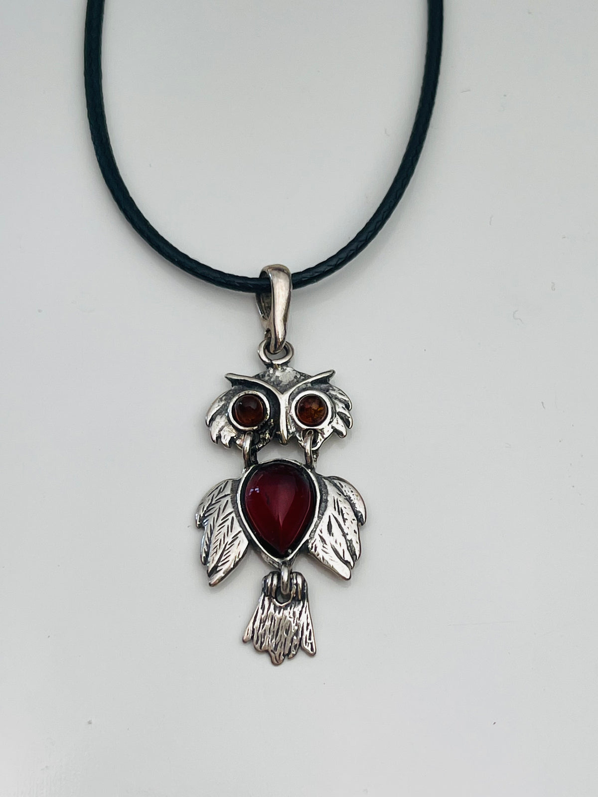 Cherry Amber Owl Pendant