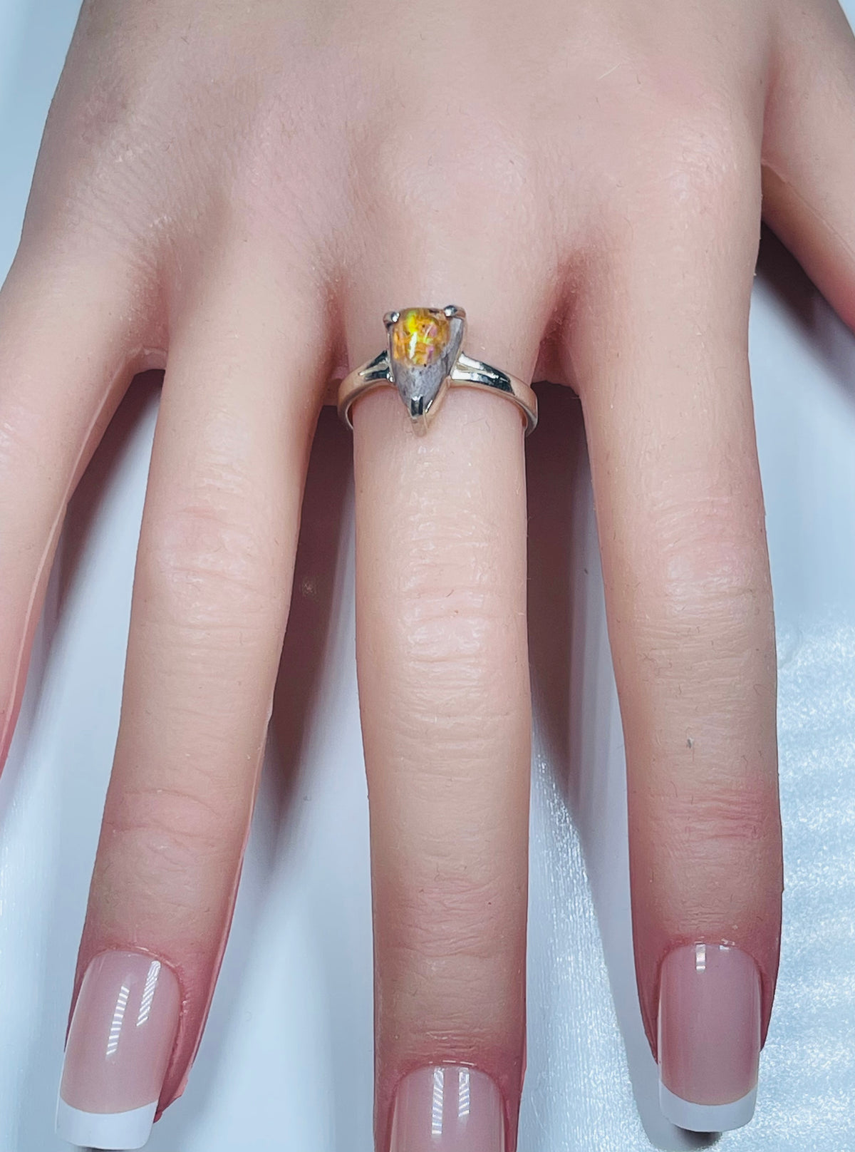 Fire Opal Abstract Triangle Ring