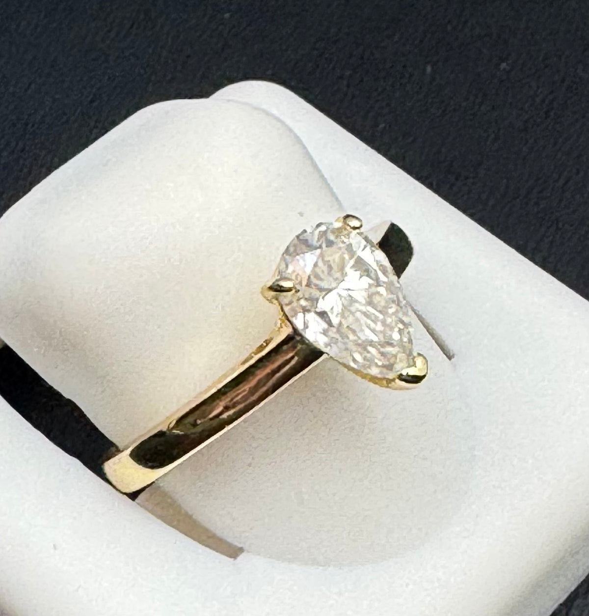 Sterling Silver Tear Drop Moissanite ring Gold Plated