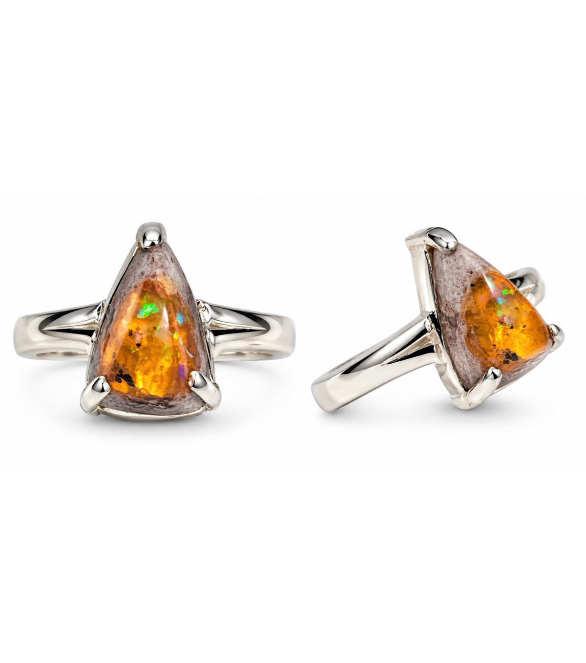 Fire Opal Abstract Triangle Ring