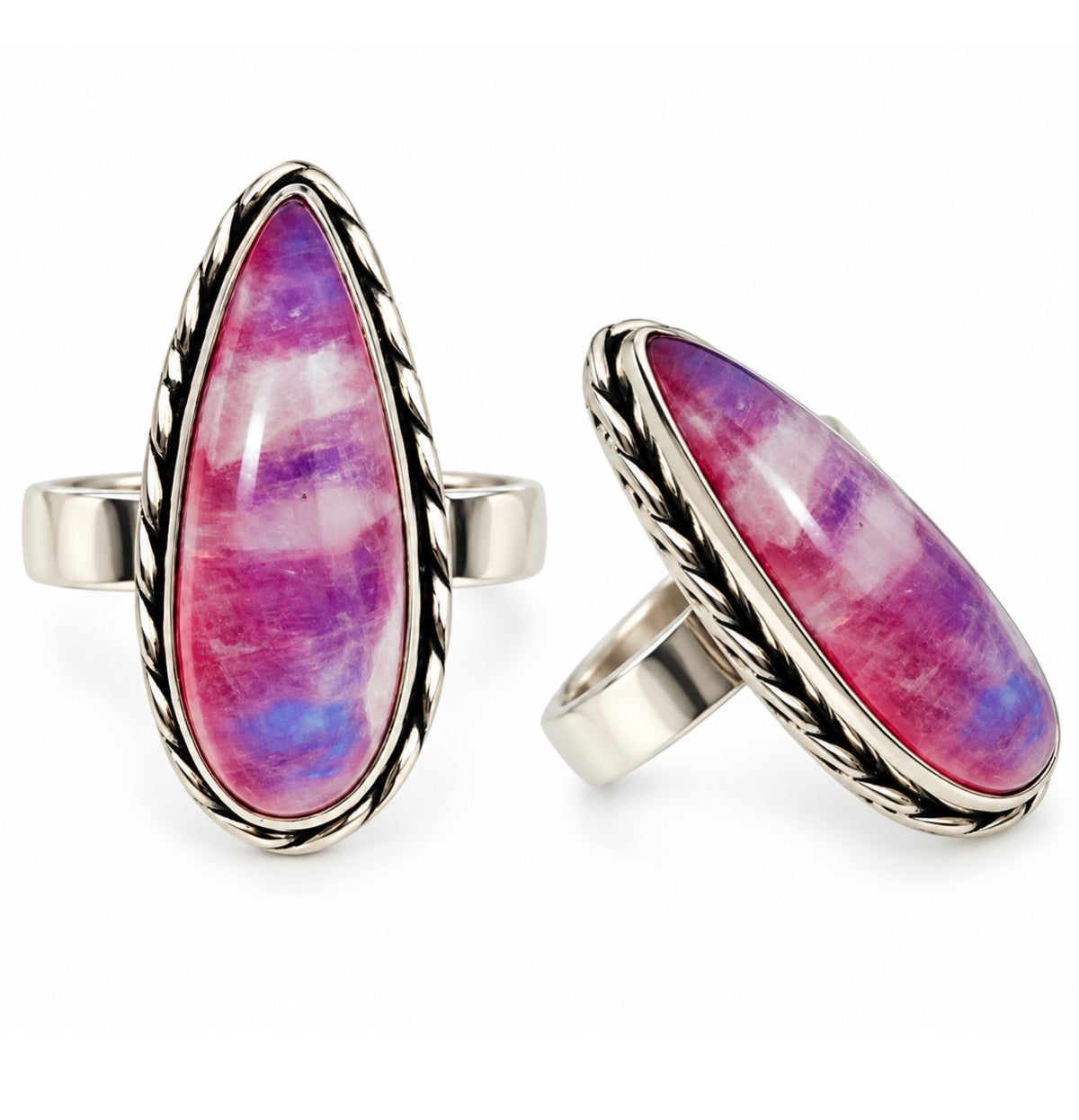 Pink Moonstone Teardrop Ring