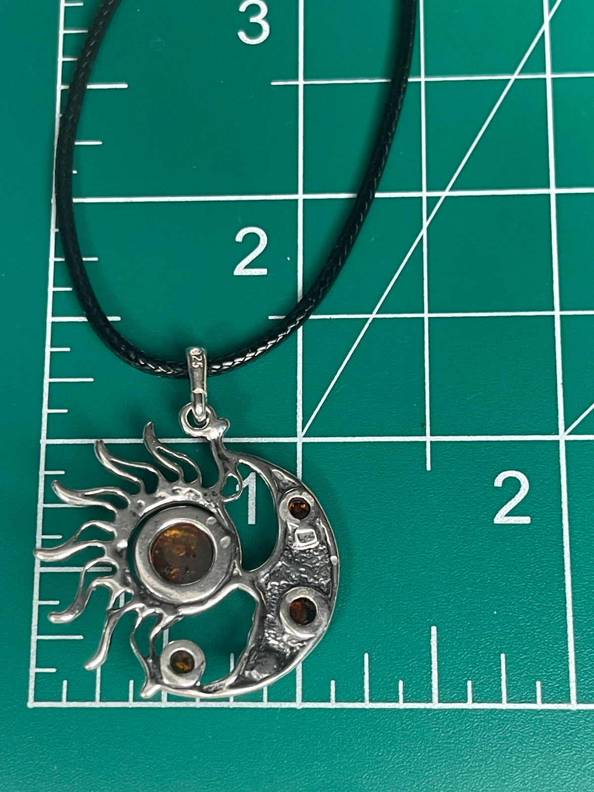 Amber Sun Moon Pendant