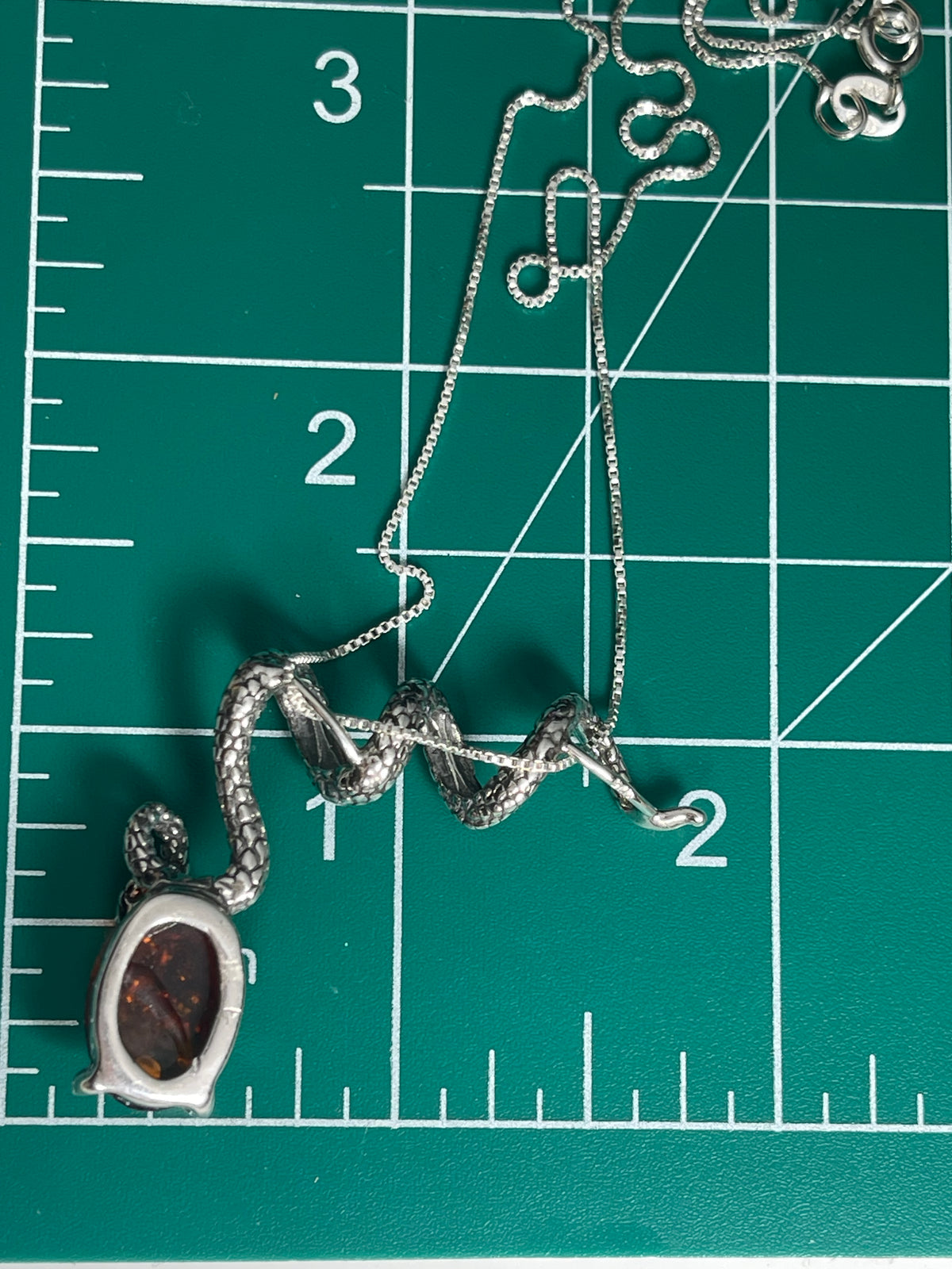 Amber Snake Pendant Necklace