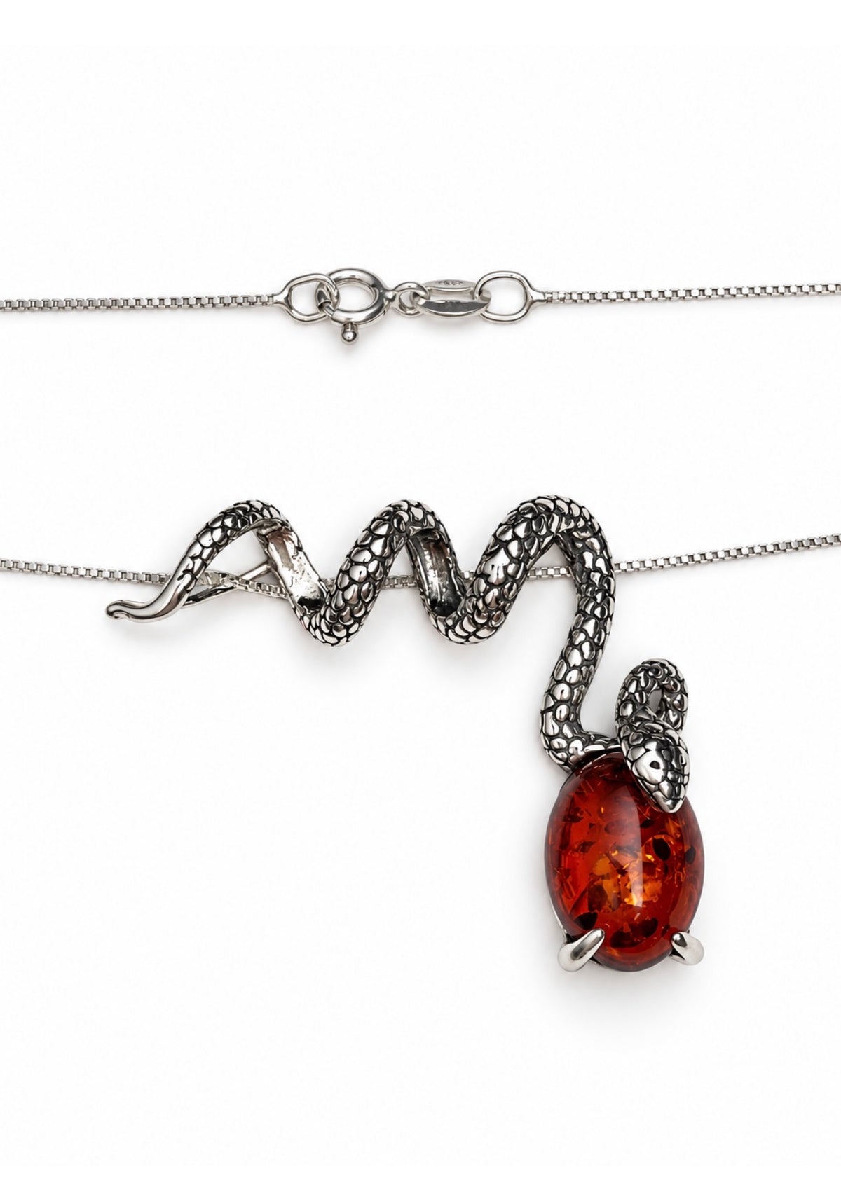 Amber Snake Pendant Necklace