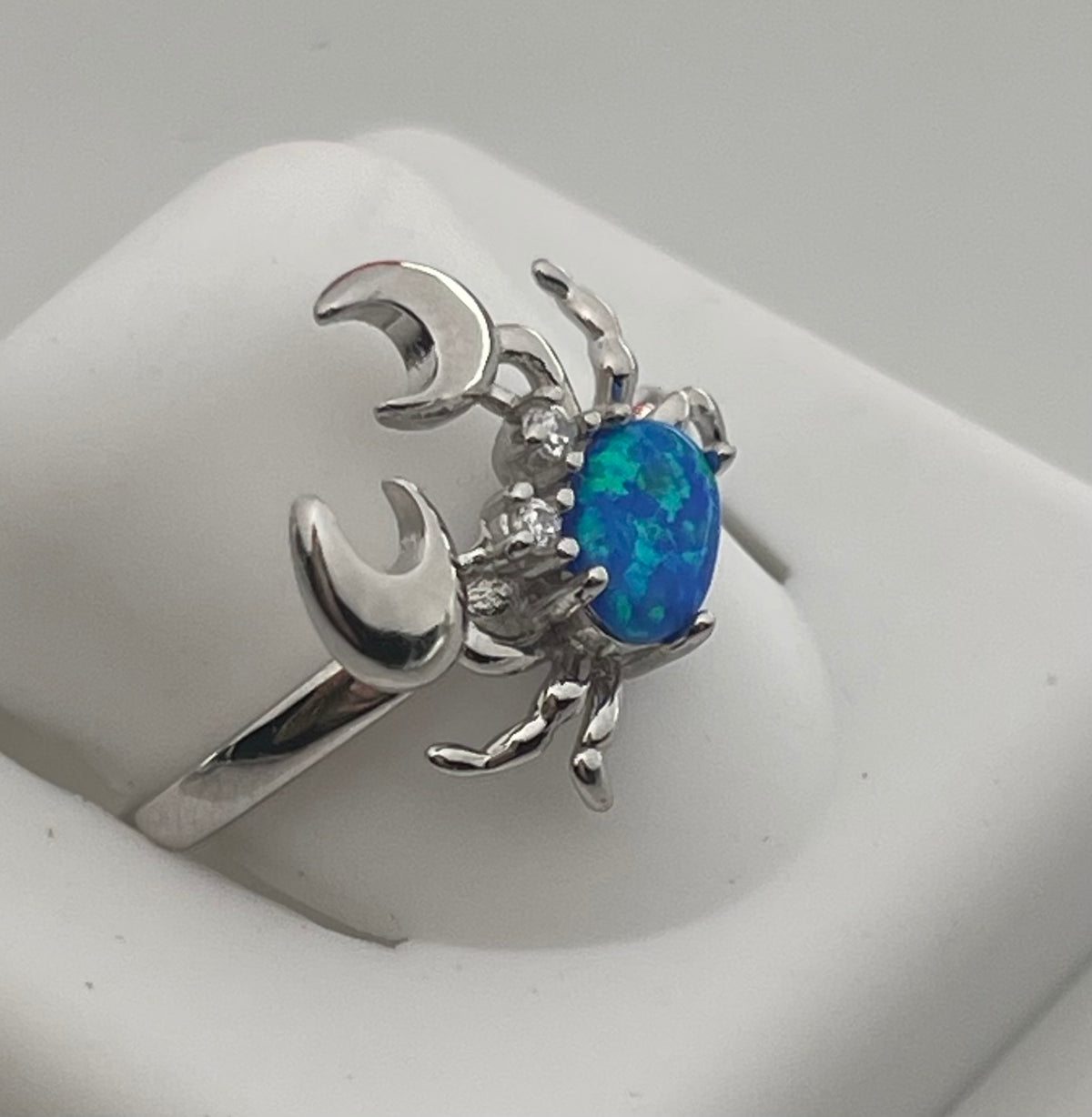 Lab Blue Opal Crab Ring