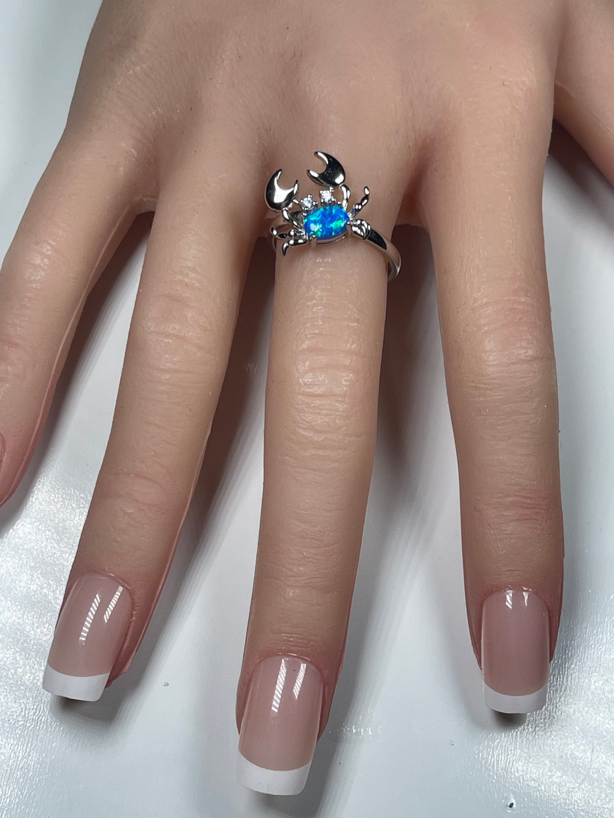 Lab Blue Opal Crab Ring
