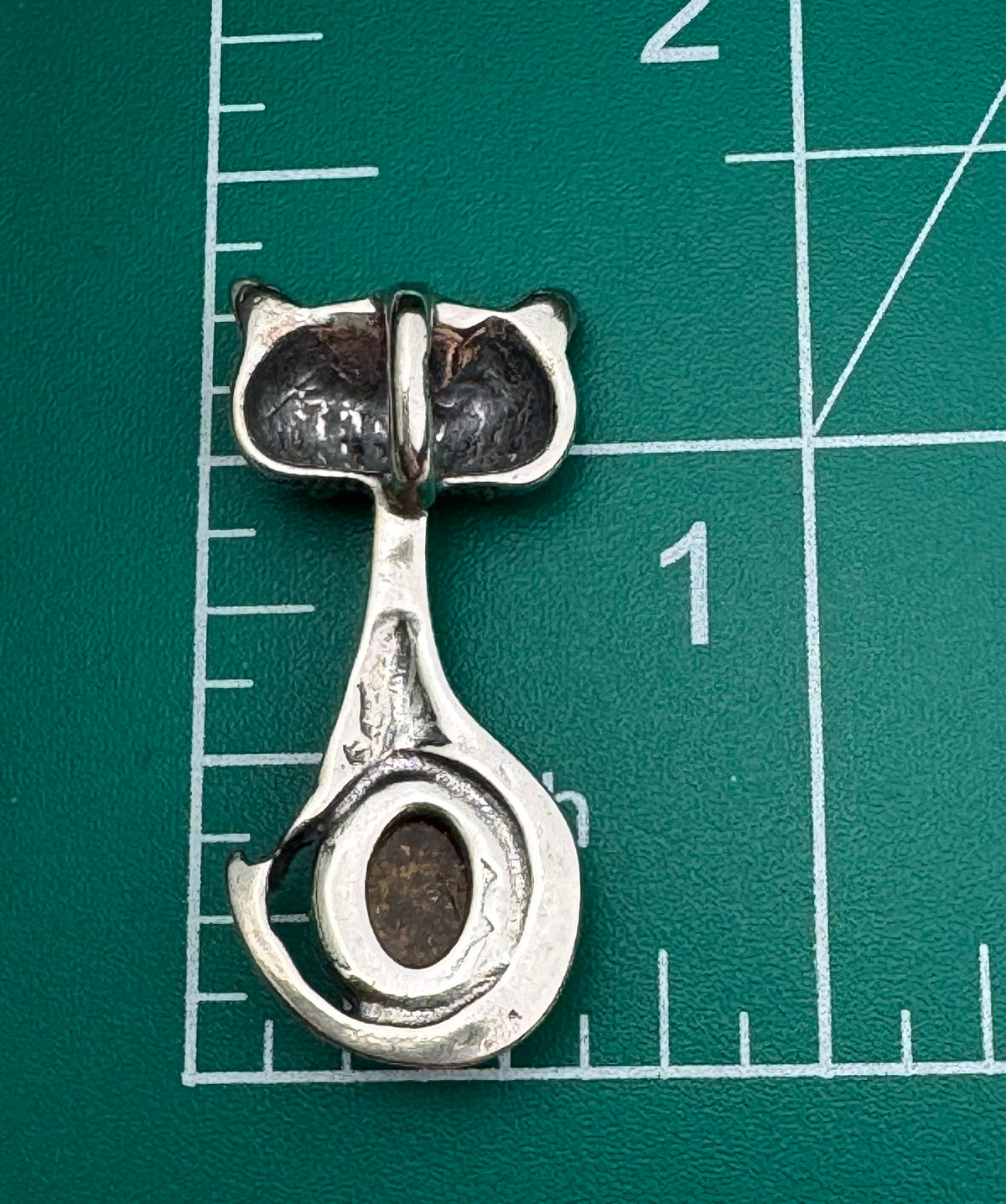 Sterling  Silver Amber Cat Pendant