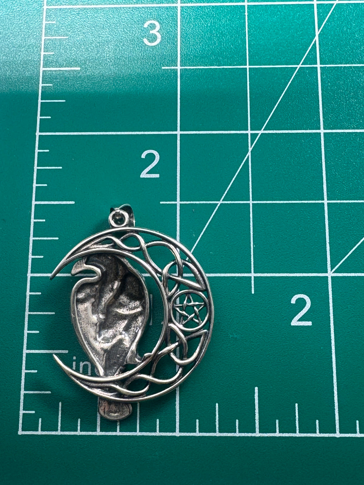 Crow on Moon Pendant