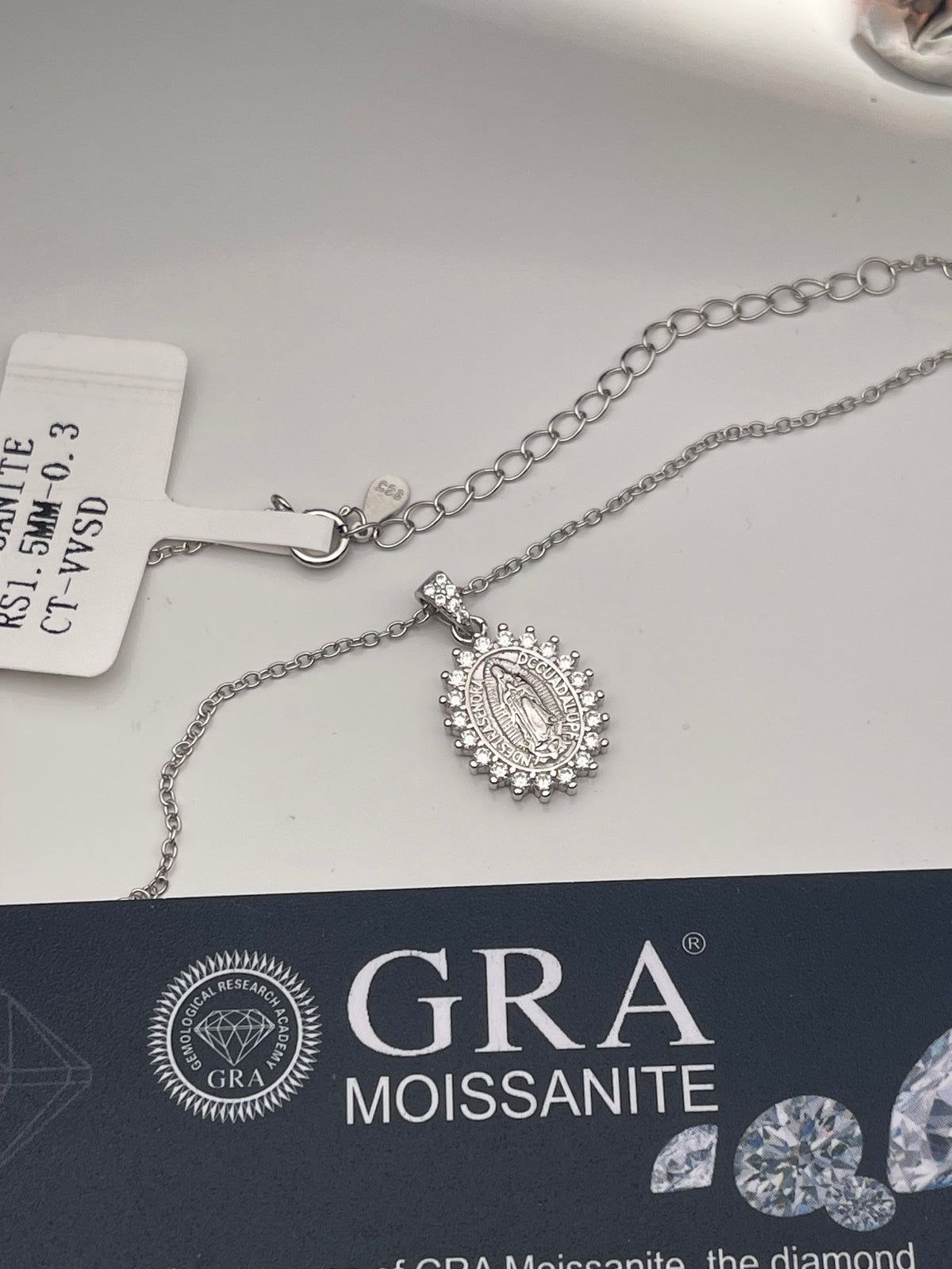 Moissanite Virgin Mary Guadalupe Necklace