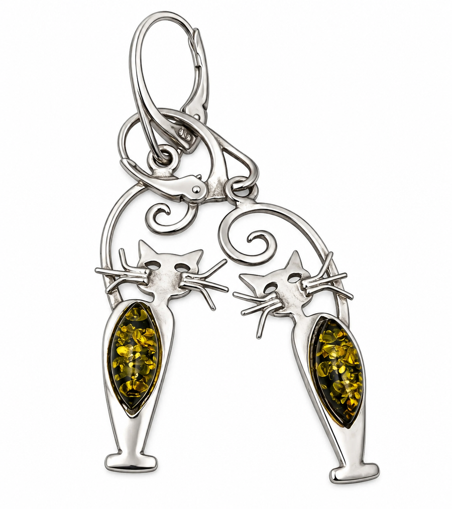 Baltic Amber Cat Earrings