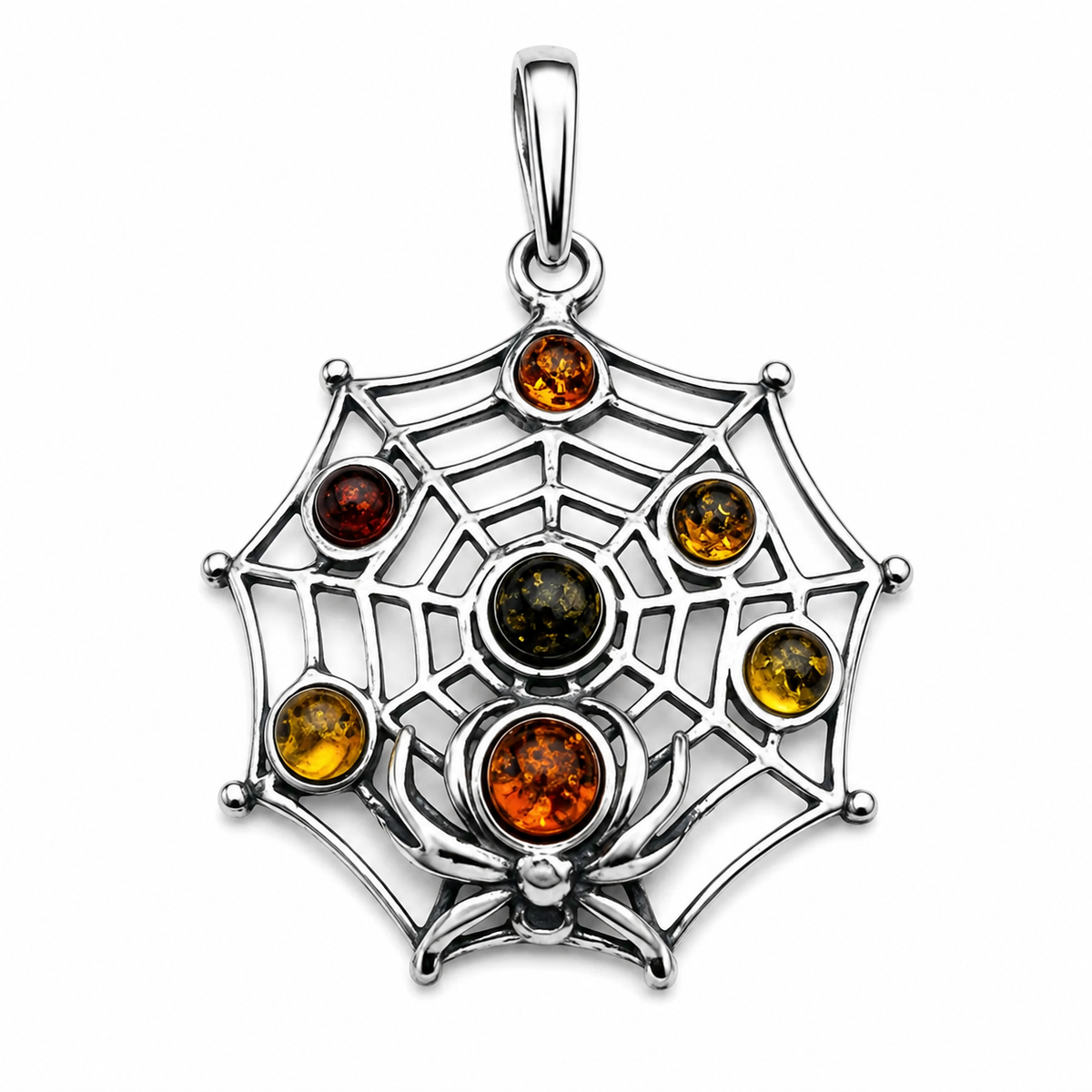 Amber Spiderweb Pendant