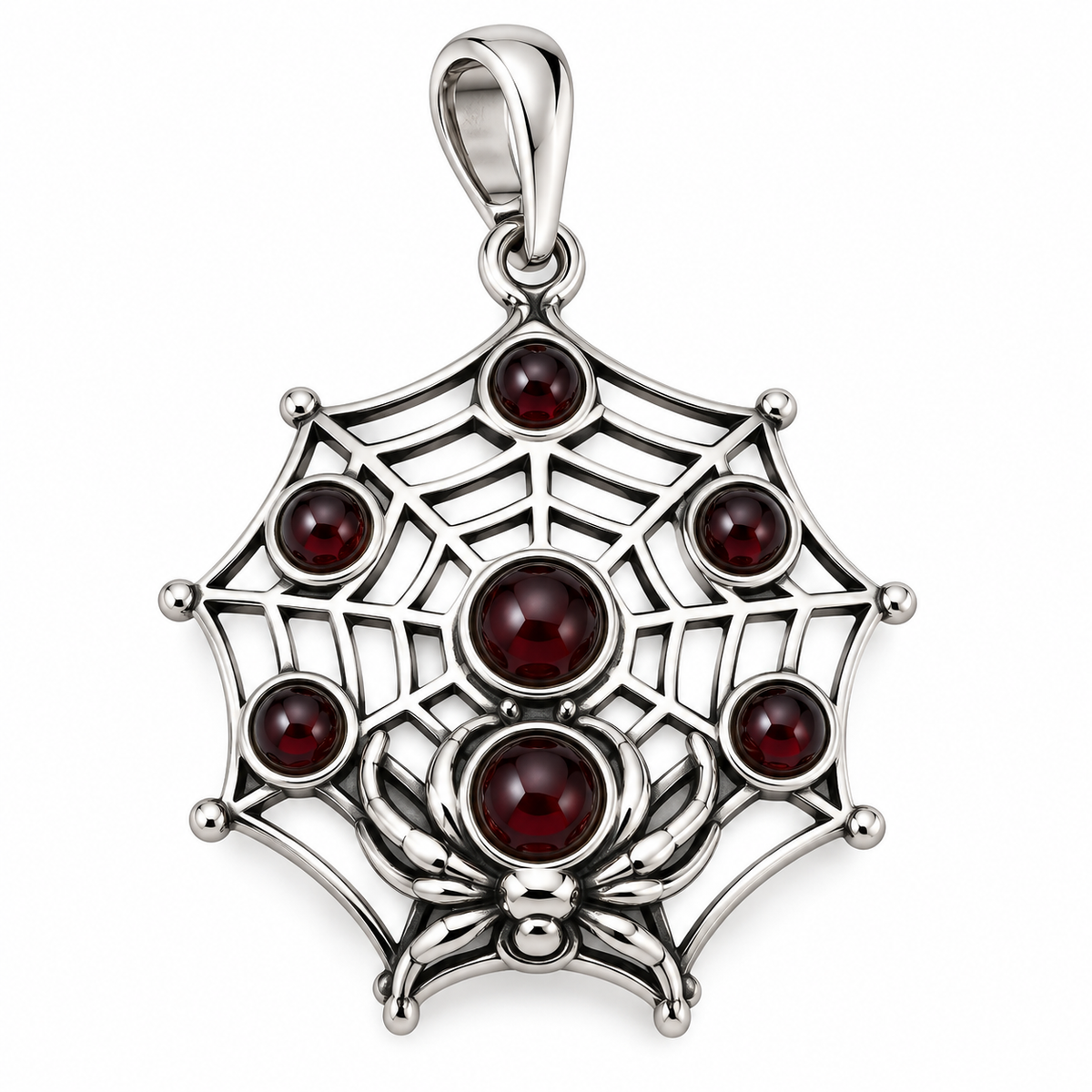 Cherry Amber Spiderweb Pendant