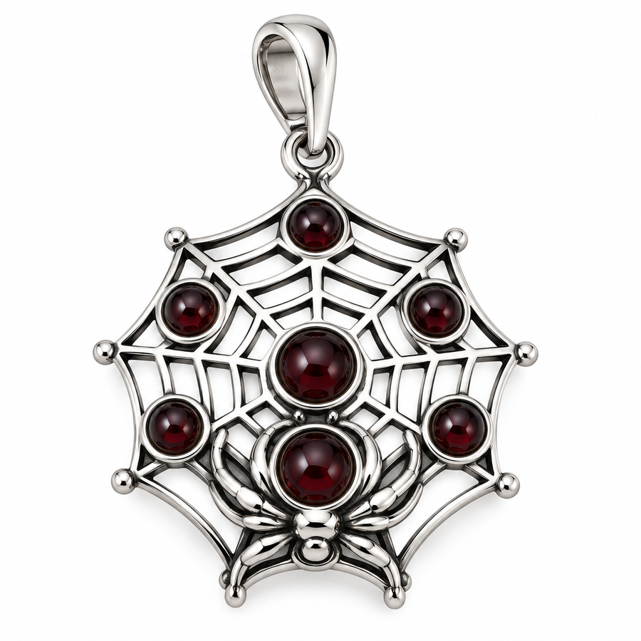 Cherry Amber Spiderweb Pendant