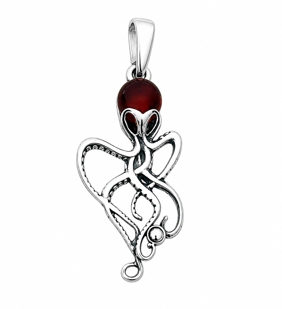 Cherry Amber Octopus Pendant