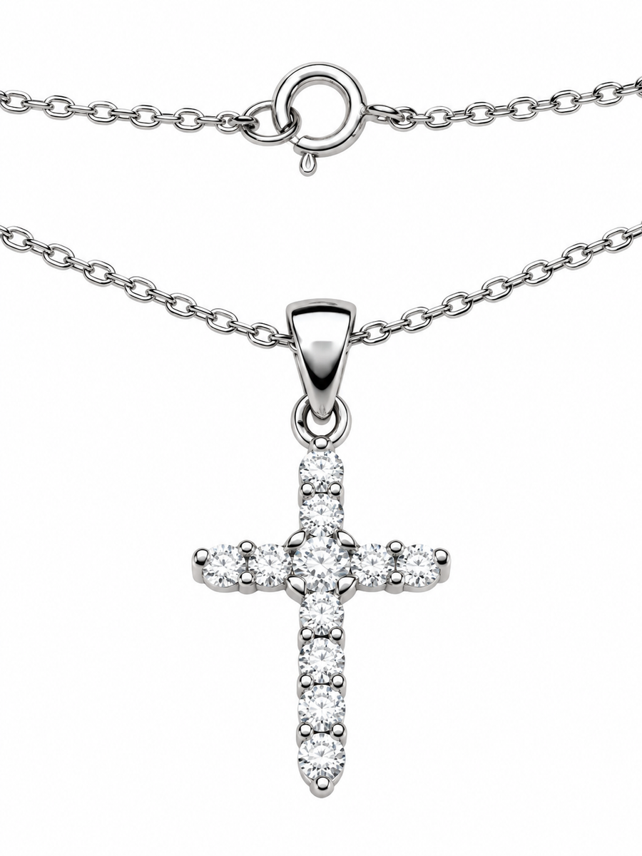 Dainty Moissanite Cross Necklace