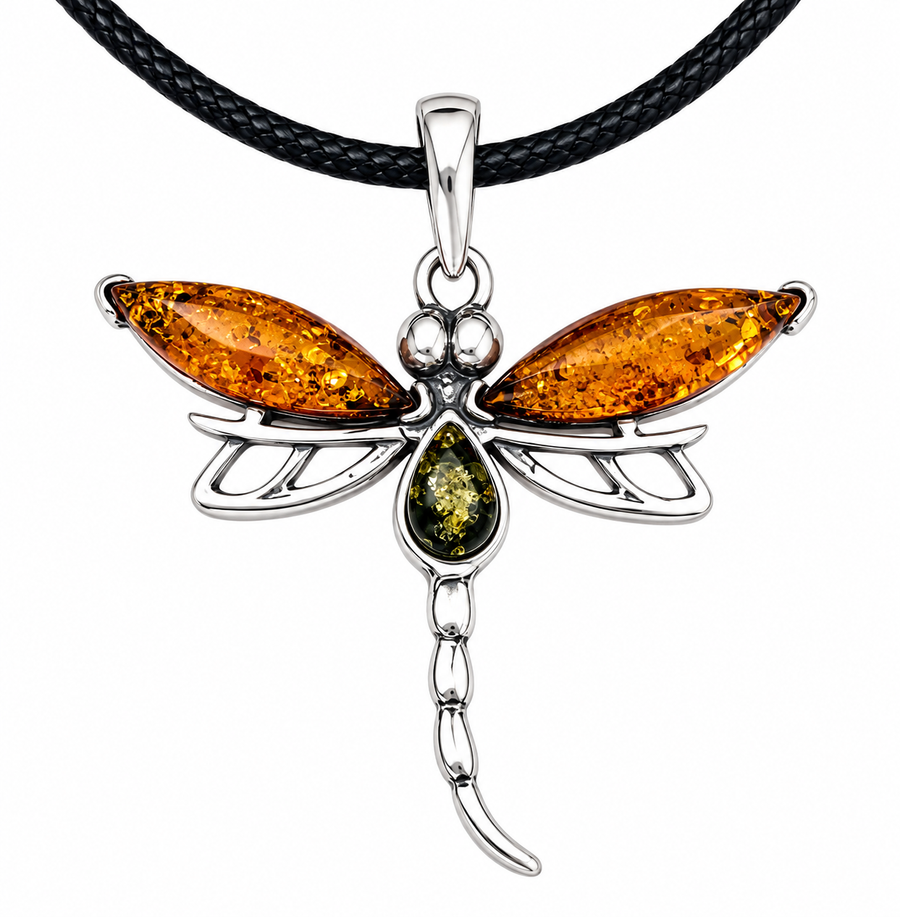 Amber Dragonfly Pendant