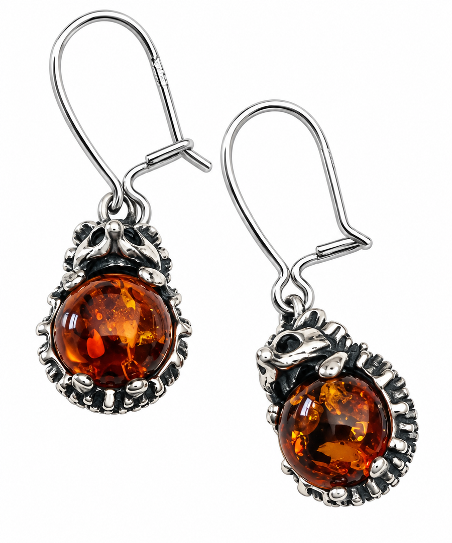 Amber Hedgehog Earrings