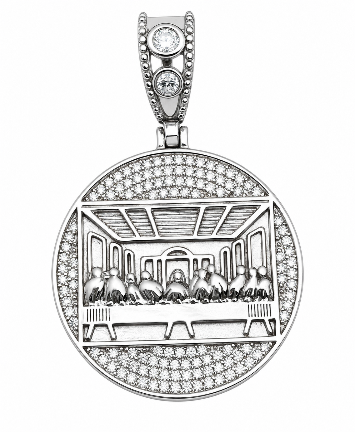 Moissanite sterling silver last supper pendant