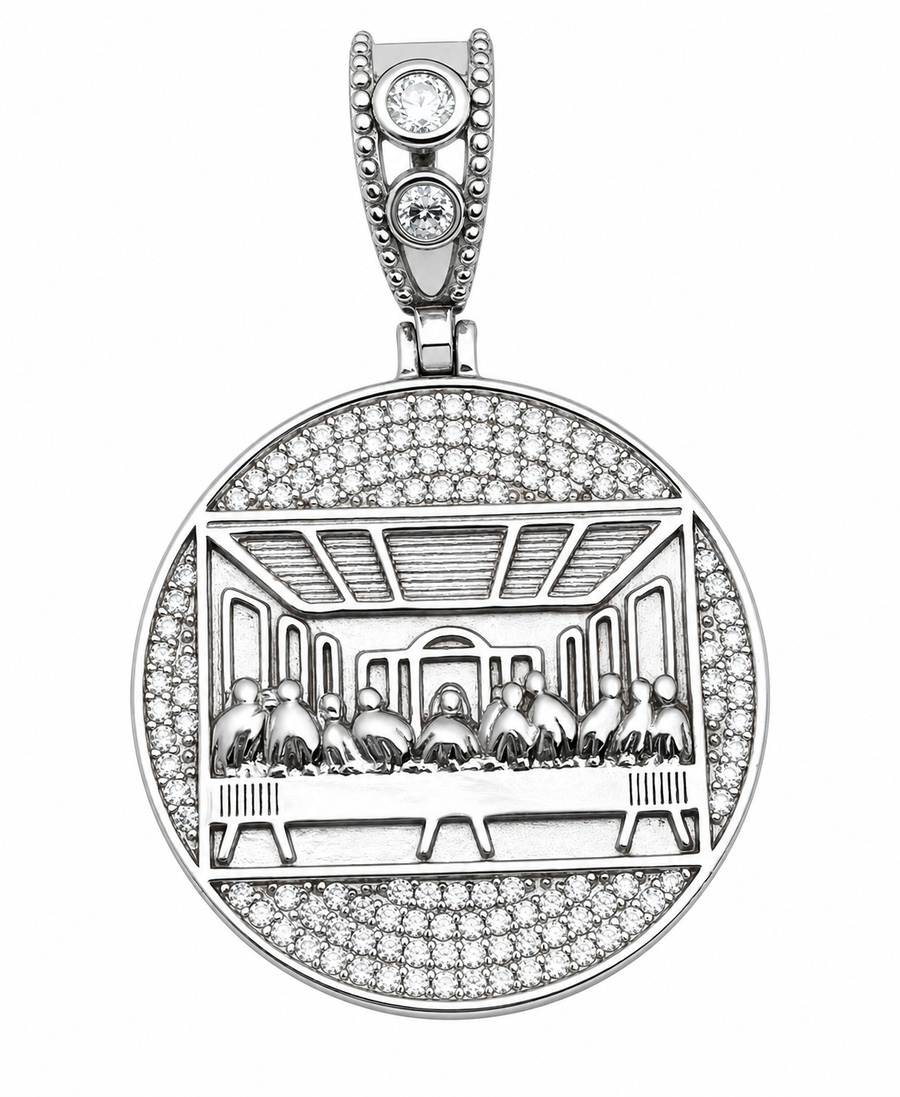 Moissanite sterling silver last supper pendant
