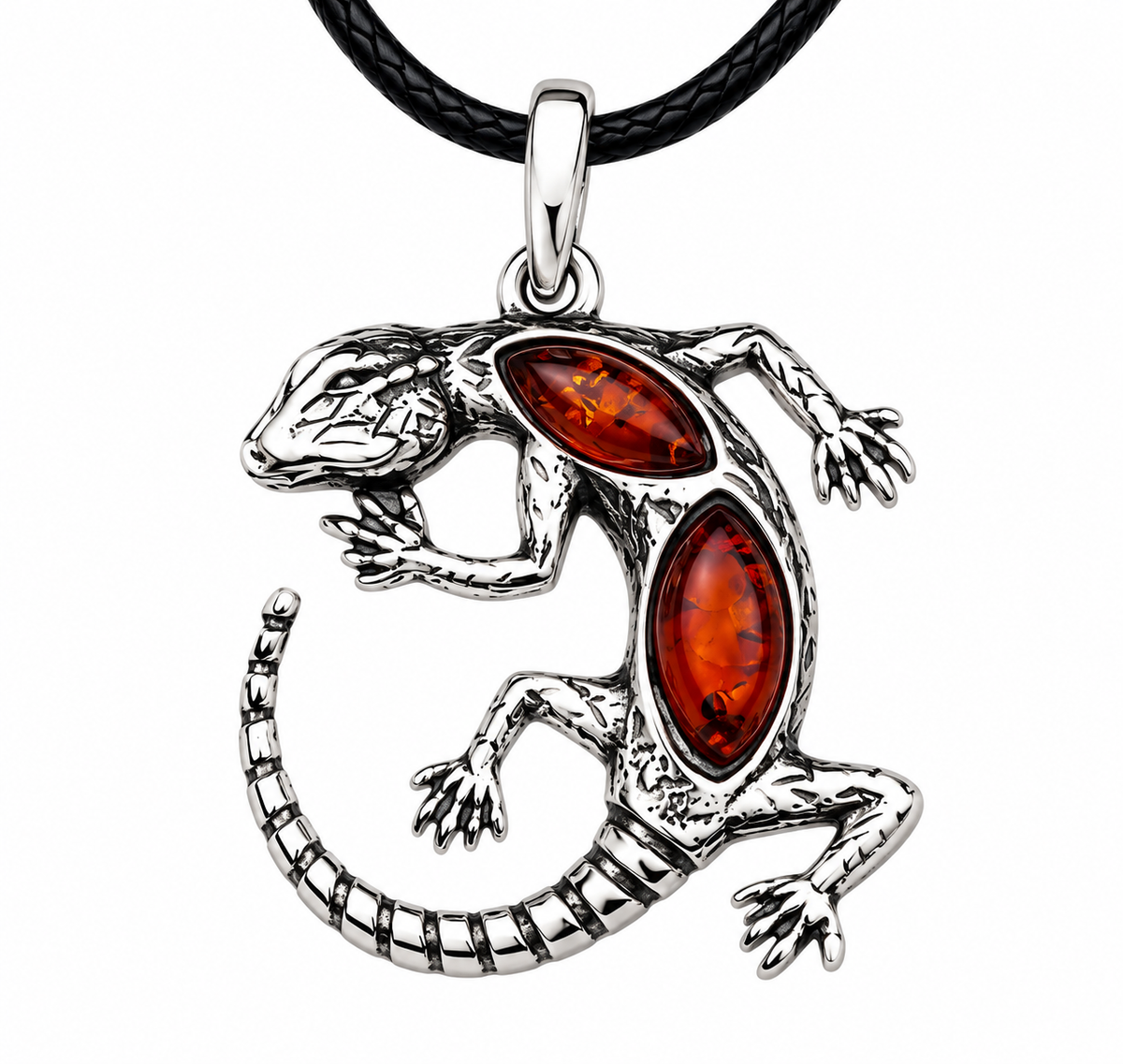 Cherry Amber Lizard Pendant