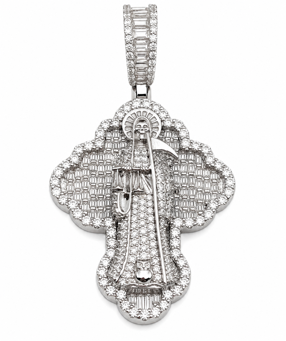Moissanite Santa Muerte Pendant