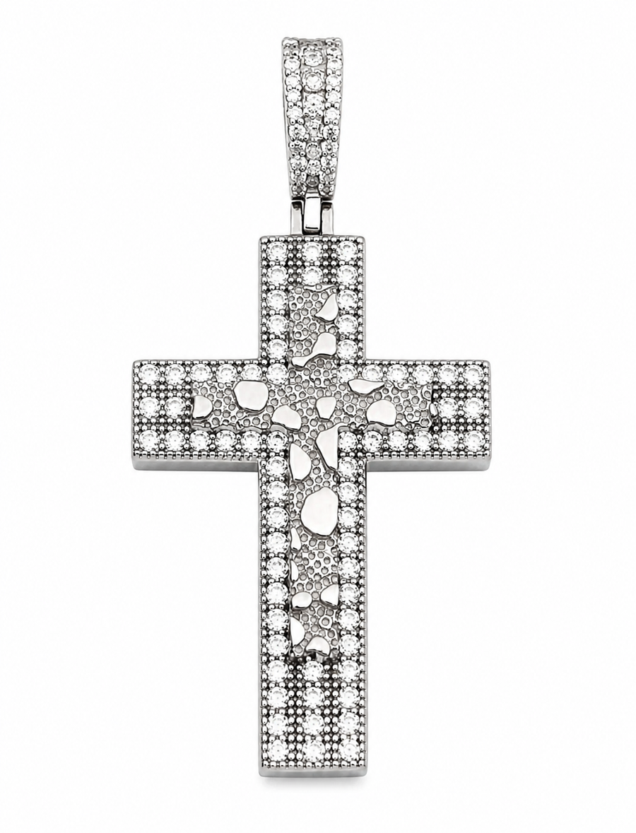 Moissanite Nugget Cross Pendant