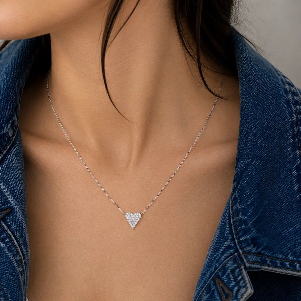 Dainty Moissanite Heart Necklace