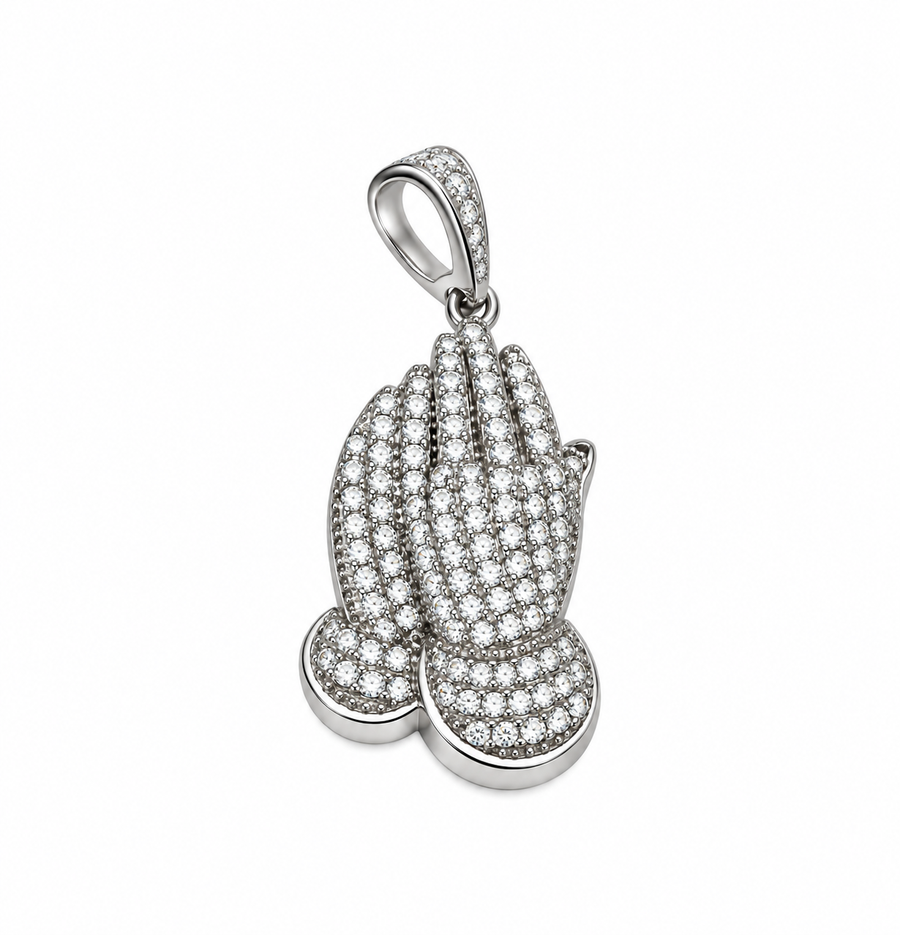 Moissanite Praying Hands Pendant