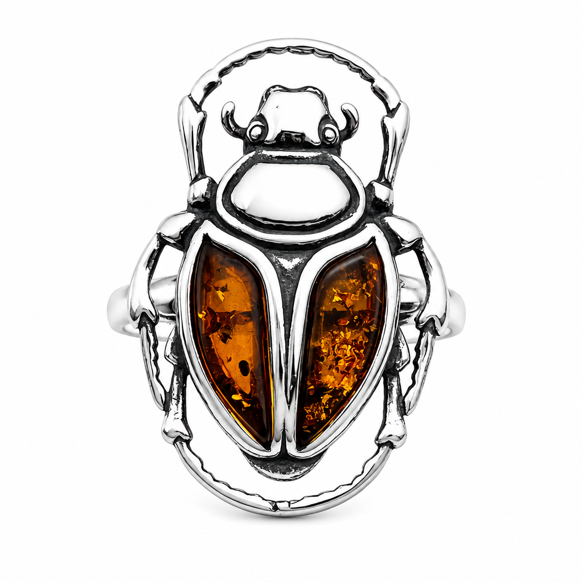 Amber Scarab Ring