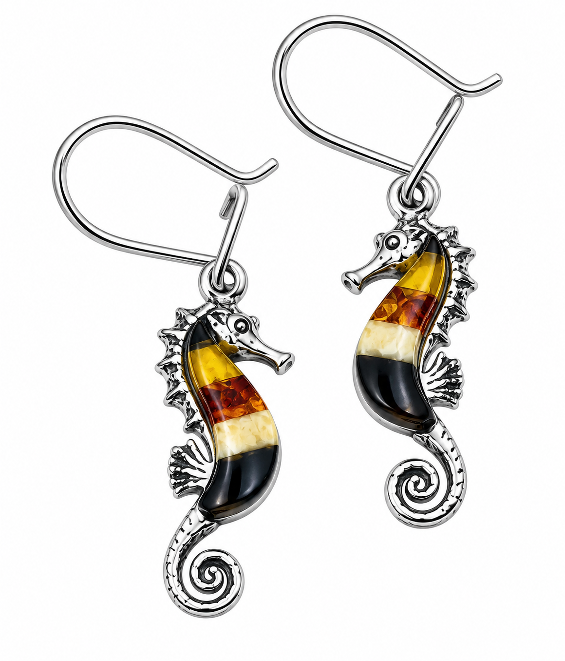 Amber Seahorse Earrings