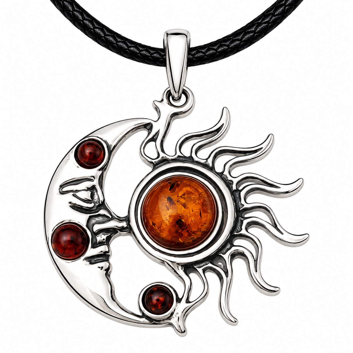 Amber Sun Moon Pendant