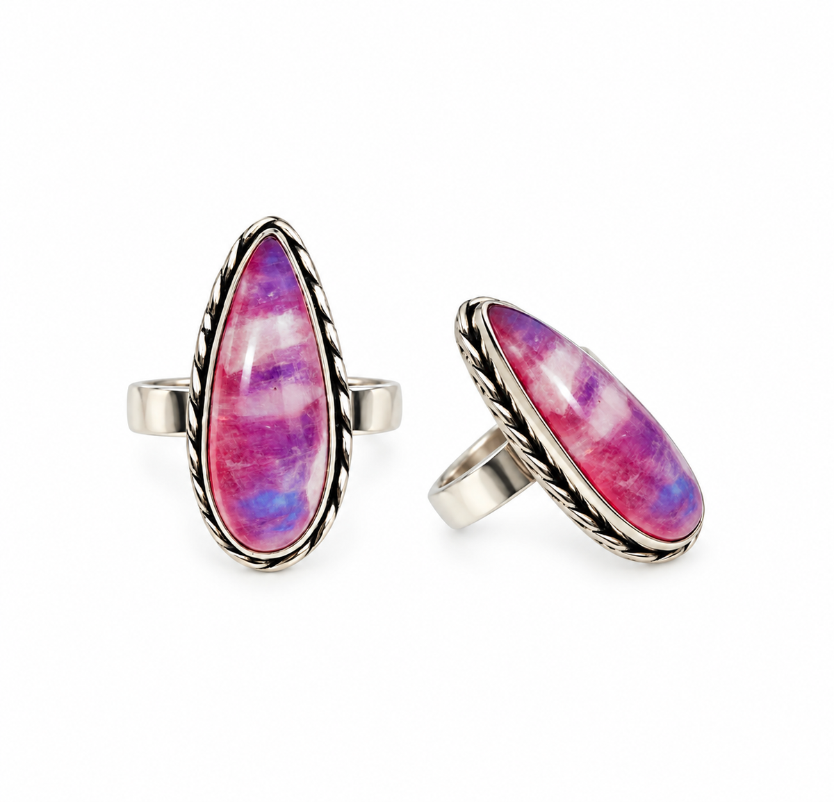Pink Moonstone Teardrop Ring