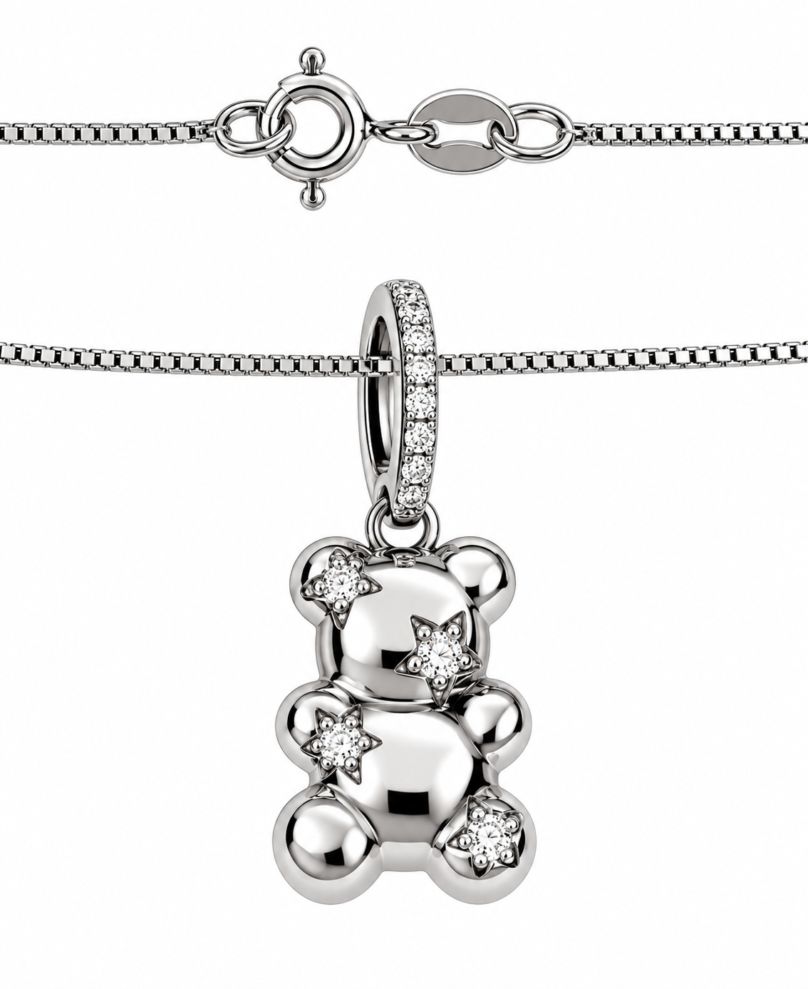 Moissanite Teddy Bear Necklace and Pendant